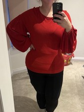 Luca Vanucci Women’s Red Balloon Sleeve Top - Large / L - Made In Italy