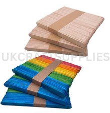 Lollipop Sticks Wooden Lolly Stick Ice Pop Kids Craft Plain Model Making 10-1000