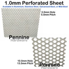 £ PERFORATED Sheet Metal 4 Finishes 3 or 10 mm Ø Hole UK Supplier Guillotine