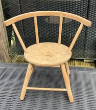 Child’s Wooden Spindle Chair Teddy Bear Vintage Retro Shabby Chic