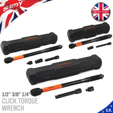 Set of 3 - 1/4" 3/8" 1/2" Drive Click Type Torque Wrench Snap Socket Reversible