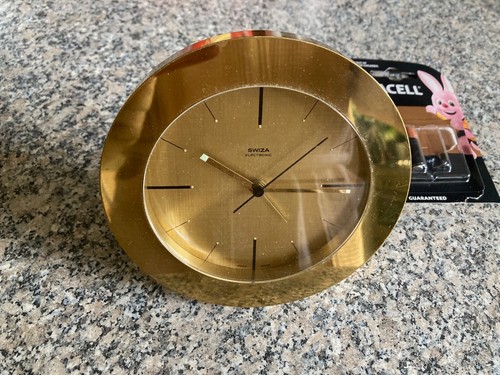 Swiza brass table clock - clock, &alarm