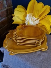 Vintage Segovia Porcelain Pig Plates x 6 and Large Pig Platter Family Brunch Set