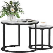 Nest of 2 Tables Glass Marble