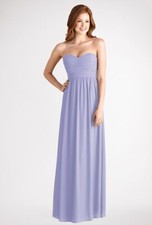 Donna Morgan Stephanie Strapless Ruched Silk Chiffon Gown Sz 6 GREYRIDGE