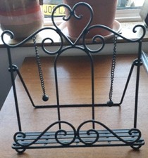 Folding Metal Cookbook Recipe Stand Holder With Weights Easel Tablet G