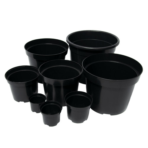 Black plastic plant pot flower - plastic,