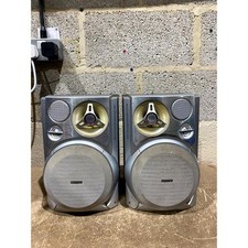 Pair Of Philips FWB-M390/17 3-way Bookshelf Speakers Silver & Black 6-Ohm Wired
