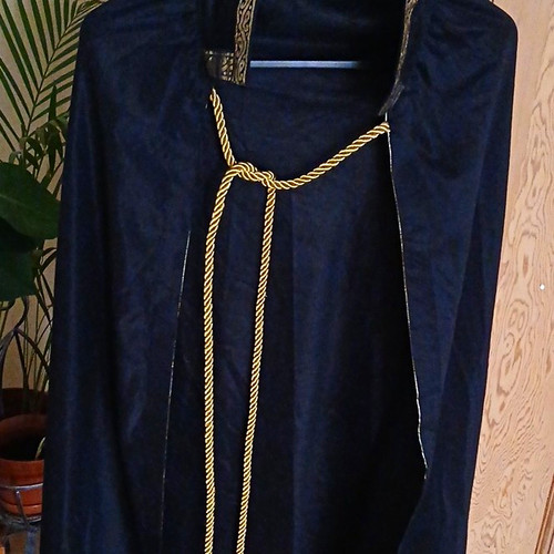 Black velvet hooded cloak - velvet, cape