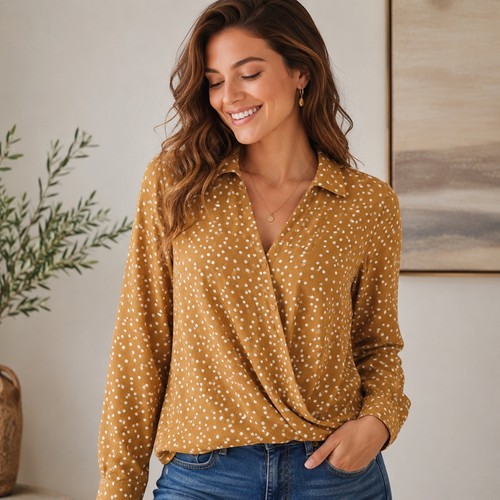 Sharagano mustard yellow polka - sharagano,
