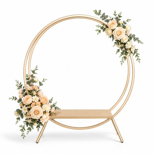 Gold double hoop cake display - double,