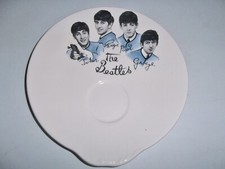THE BEATLES WASHINGTON POTTERY HANLEY ENGLAND WHITE BLUE SAUCER STAMPED AWESOME.
