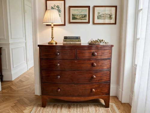 Victorian mahogany veneer bow - mahogany,