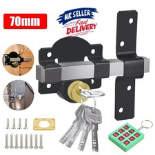 Gate Lock Garden Security Double Long Throw Bolt Rim Lock 5 Keys 70mm Both Sides