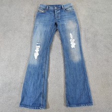 Diesel Zathan Jeans Mens W31 (W28) L32 Blue Denim Regular Bootcut Light Flared