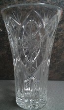 Edinburgh International Crystal Tall Vase Floral Design Czechoslovakia