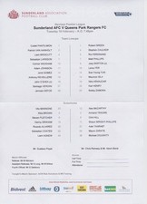 SUNDERLAND v QPR TEAMSHEET 2014/15 
