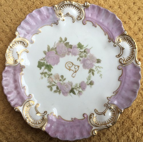 Pink rose limoge plate - pink,