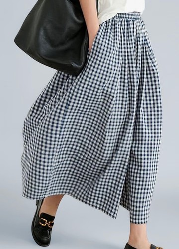 Women plaid wide - leg, elastic