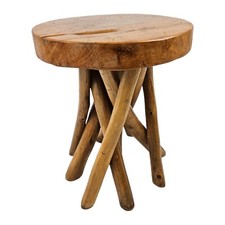 Rustic Wood Side Table Tree Stump Plant  Seat Natural Live Edge Branch Primitive