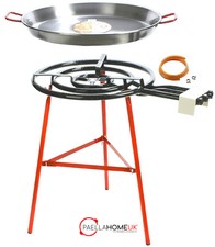 70cm Polished Paella Pan + 60cm 3 Ring Gas Burner + 75cm Reinf. Legs ECO Set   