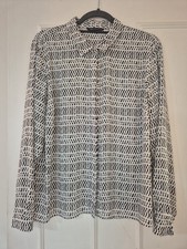 Marks and Spencer 'Collection' Ivory Mix Long Sleeve Blouse Size 16
