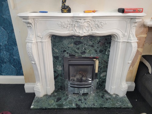 White fireplace surround and - fireplace,