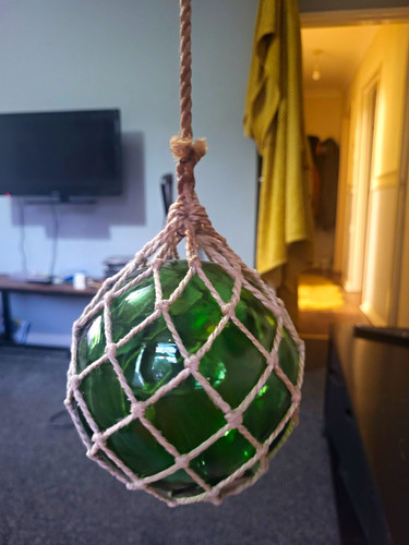 Green glass fishing float - green,
