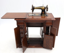 Antique Singer 15K Sphinx Design Treadle Sewing Machine in Cabinet - 1925