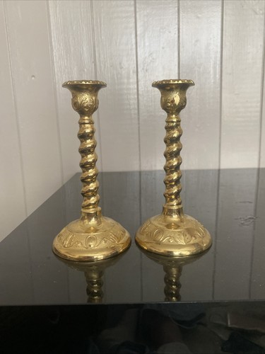 Pair 15cm brass candle - 15cm,