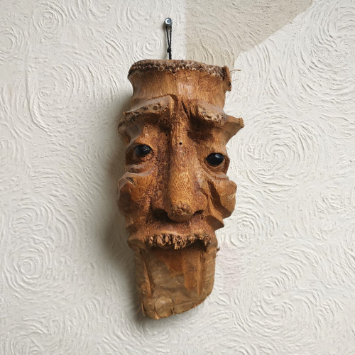 Vintage wooden mask decorative - wooden,