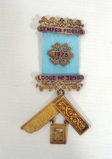 Vintage Masonic Jewel Medal Semper Fidelis 1975 TK & S Gilded Silver 32.2g