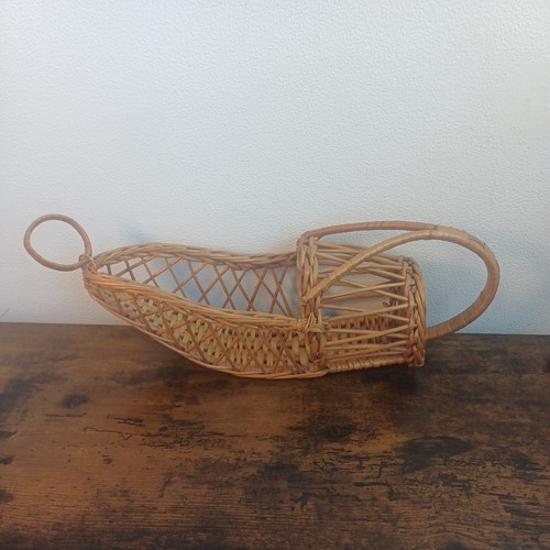 Vintage made woven wicker wine - vintage,