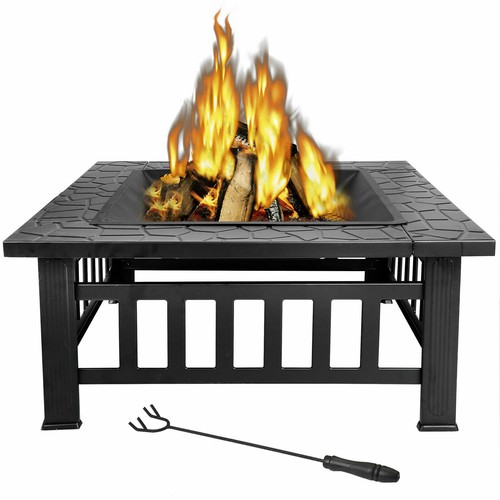 Square round fire pit wood - fire,