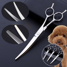 Professional Pet Hair Cutting Scissors Dog Grooming Kits Curved Shear ❥