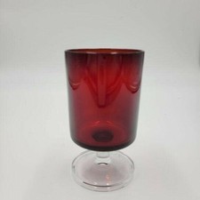 Set of 4 Luminarc Arcoroc Cavalier French Footed Crystal Wine Glasses Ruby Red 