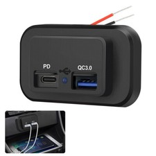 Car Charger Socket Dual USB Port Quick Charging Power Adapter Outlet Panel Mount