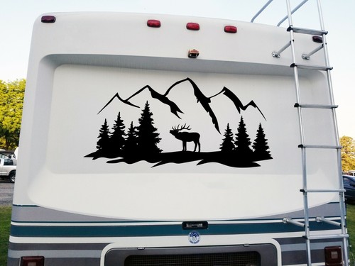 Deer mountains forest scene - mountains,