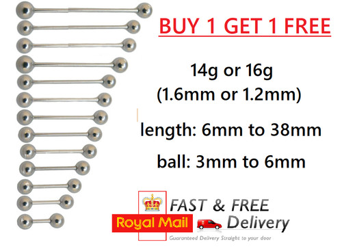 Straight barbell tongue bar - straight,