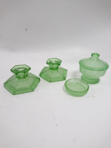 Vintage green glass - glass, dressing