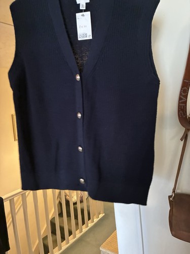 Navy ribbed knit waistcoat - knit,