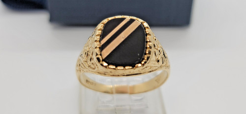 Mens 9ct gold onyx stone - gold,