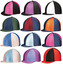 Hy Equestrian Two Tone Lycra Silks Jockey Skull Cap Hat Cover Match XC Colours