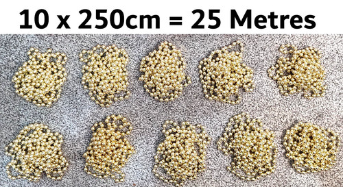 250cm 25m gold beads - =,