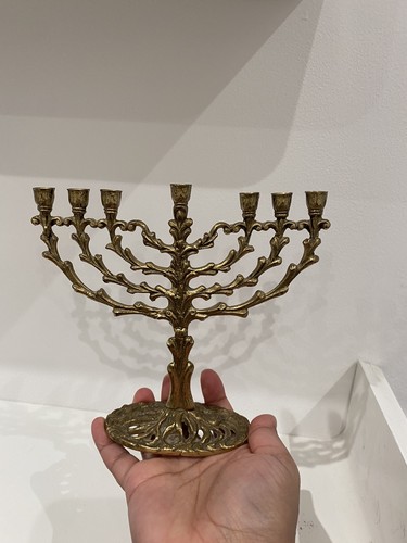Vintage solid brass menorah - vintage,