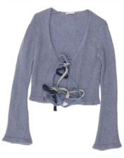 CATERINA LUCCHI Womens Crop Cardigan Sweater UK 10 Small Purple BZ08