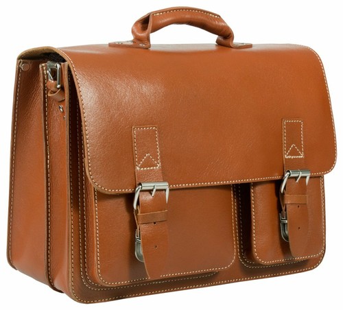 Tan leather satchel - leather, laptop