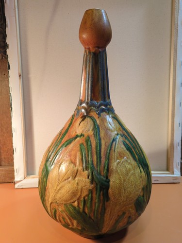 Antique tulips bottle vase art - bottle,