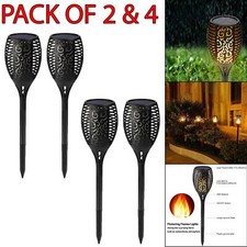 4 Pack Solar Dancing Flame LED Torch Stake Flickering Outdoor Garden Light Lamps