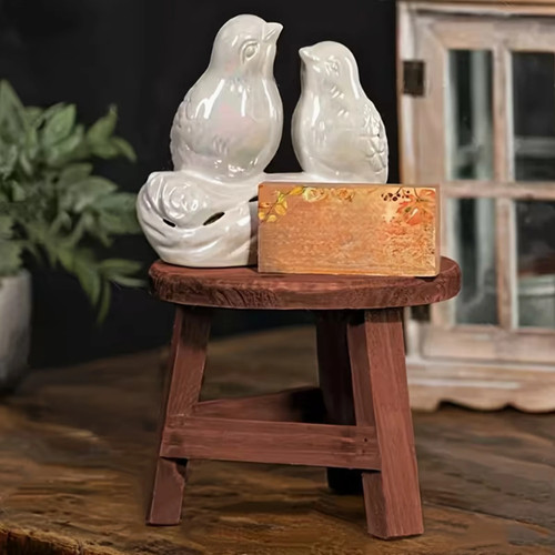 Rustic wooden stool plant - wooden,